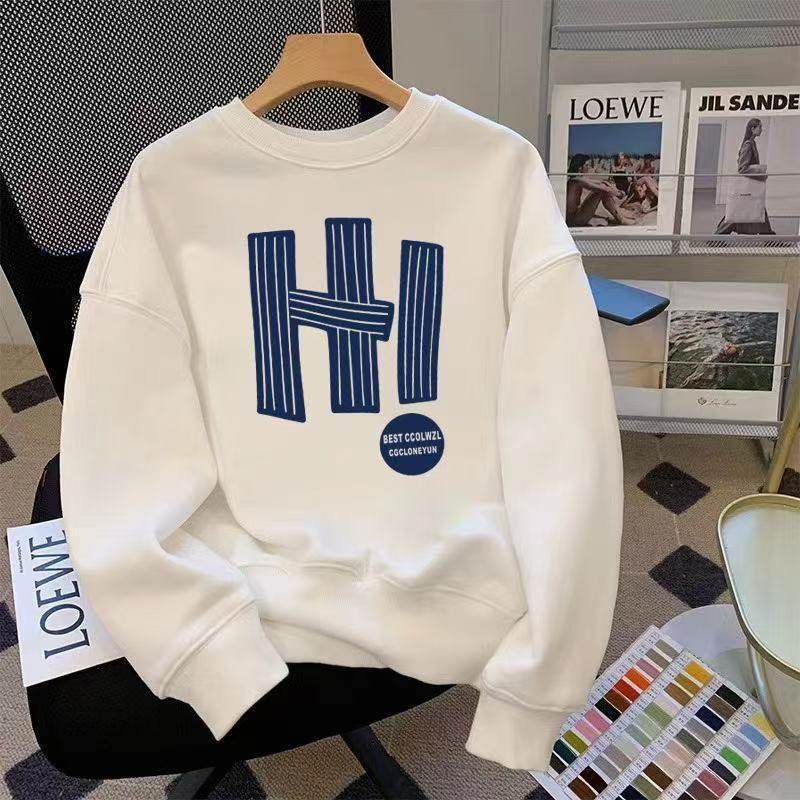 新中式卫衣加绒男款秋冬季美式长袖无帽加绒加厚潮流上衣服男