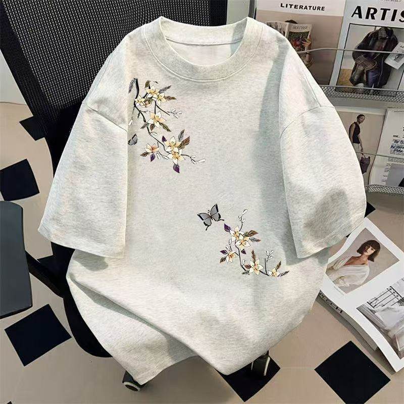 梅花t恤男夏季2025潮牌半袖男生体恤休闲上衣中国风国潮纯棉短袖