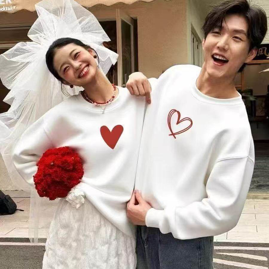 高级感情侣装卫衣2026新款秋冬季超火潮牌酒红色加绒外套衣服大码