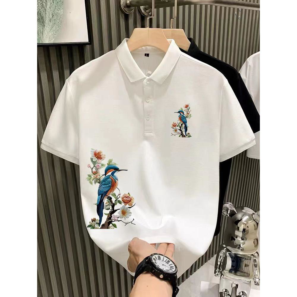 国潮中国风短袖polo衫男款夏季潮牌宽松痞帅高级感翻领半袖体恤男