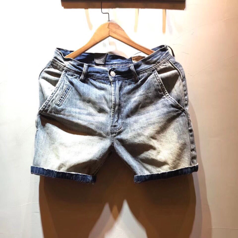 阿美咔叽重洗水浅色牛仔短裤男复古做旧三分裤精神小伙裤子夏季潮