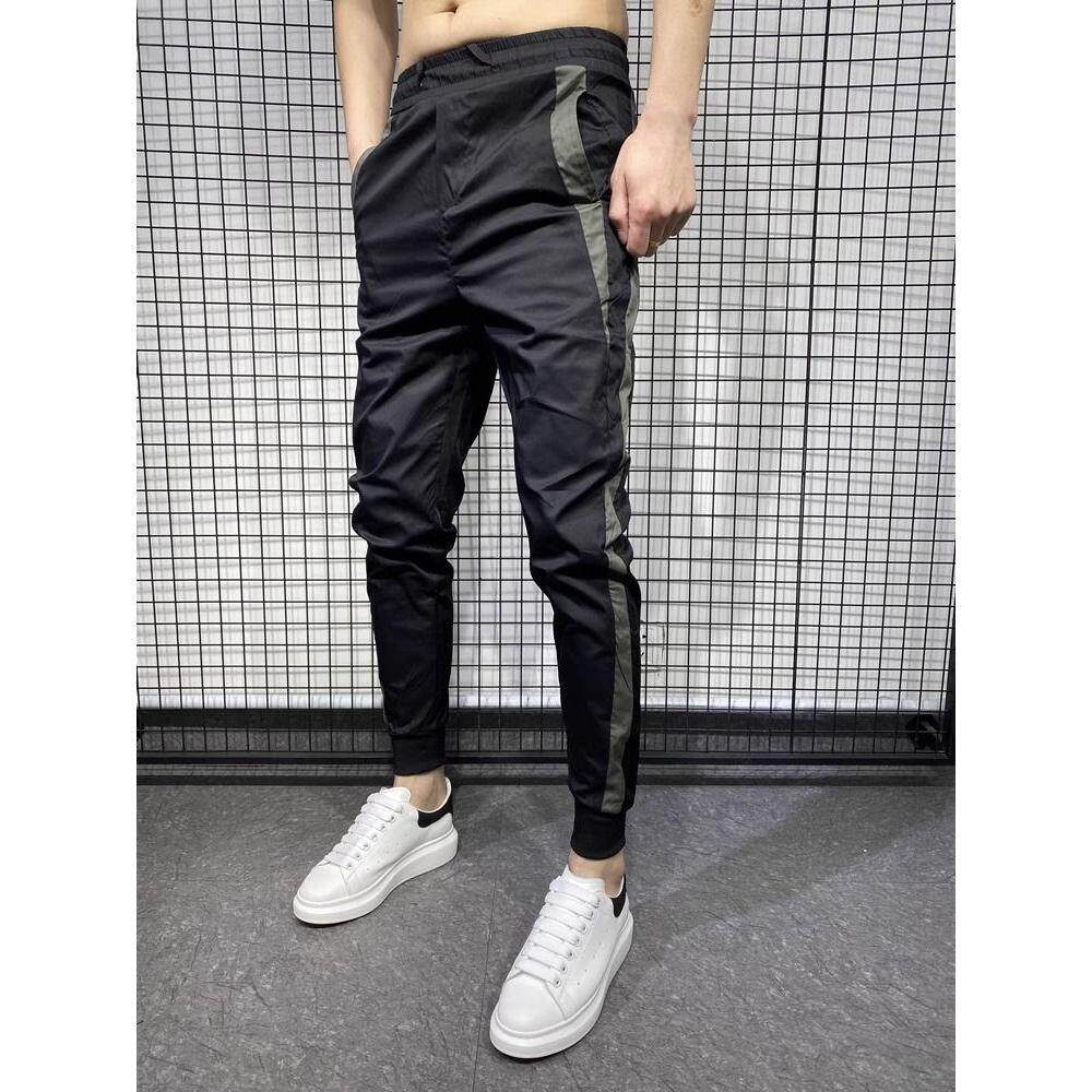 秋季学生薄款男款运动裤子高弹痞帅修身休闲裤韩版潮流九分束脚裤