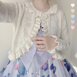 Lolita软妹春夏冰丝薄款短款开衫外套毛衣针织百搭