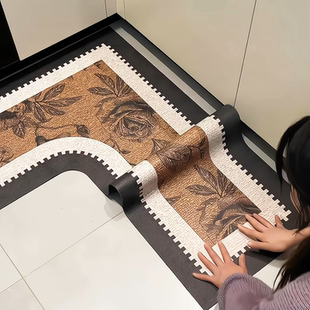 中古风硅藻泥厨房L型地垫厨房专用吸水地垫防滑防油法式脚垫新款