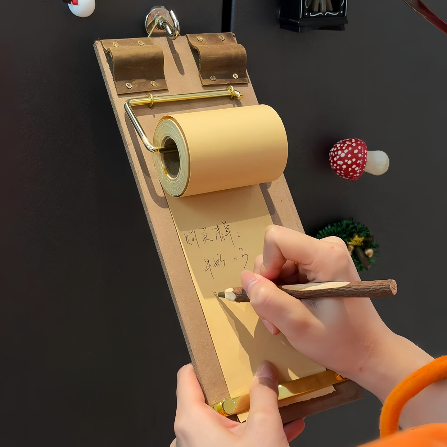 复古木质便签本可撕卷纸式高颜值实用记事本便签夹摆件2025创意