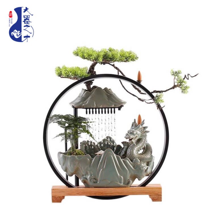 大师艺术高端新中式创意龙年招财流水摆件家居装饰开业乔迁礼品