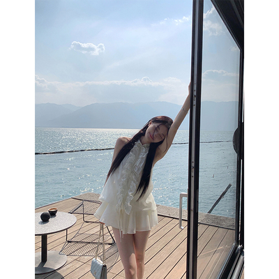 YIYIWANG微透花边连衣裙