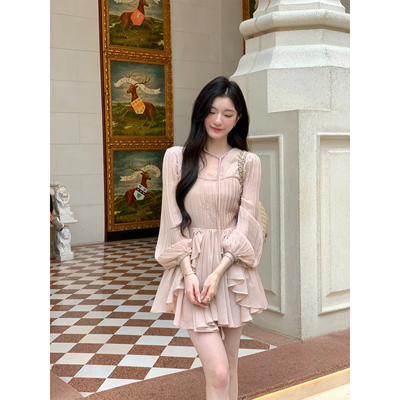 YIYIWANG裸色短款连衣裙