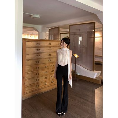 YIYIWANG微喇黑色休闲裤