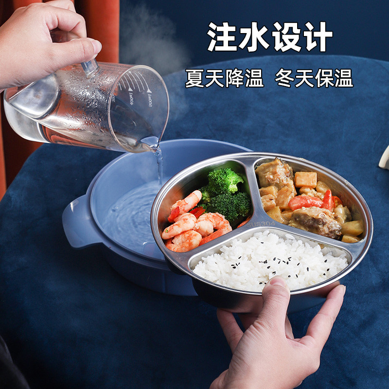 宝宝餐盘不锈钢分格一岁儿童304保温吃饭盒食品级婴儿辅食小学生