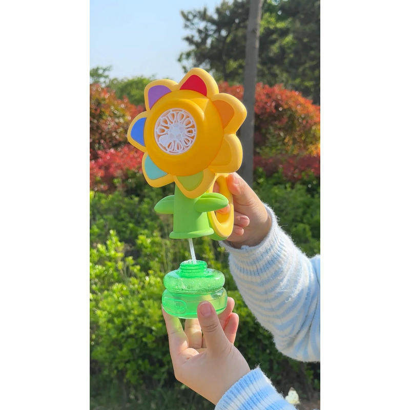 七色花泡泡机手提吹泡泡玩具七彩花自动吹泡泡摇摆向日葵泡泡机