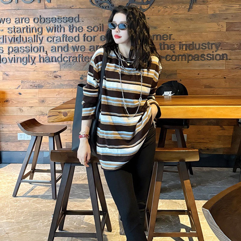 【linda姐高端线】秋季新款气质显瘦条纹上衣针织衫AF5ZDD0047