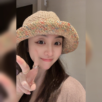 【Linda姐高端线】混色手工草编遮阳显脸小渔夫草帽子AA4PMZ027
