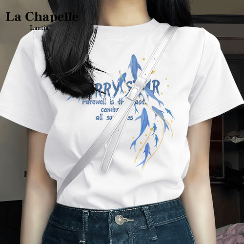 拉夏贝尔纯棉卡通短袖T恤女