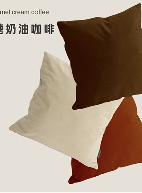 RYKALYSS法式复古焦糖咖啡奶油丝绒抱枕套靠枕客厅沙发靠垫午现代