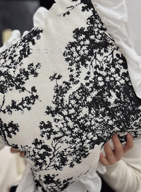 RYKALYSS法式复古黑白裙摆红丝绒抱枕套客厅沙发靠枕酒店民宿布置