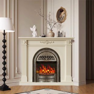 法式实木三角壁炉柜客厅转角壁炉装饰柜美式拐角仿真火璧炉柜定制