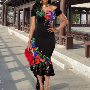 Neck Irregular Hem Off Skirt Tuxedo V领下摆燕尾裙 Shoulder