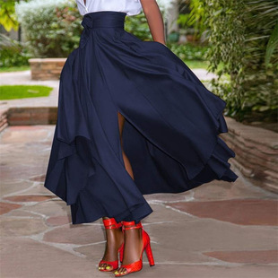 Summer new A-line skirt solid color  irregula r beach  skirt