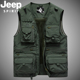 JEEPSPIRIT吉普马甲户外轻薄摄影背心秋季 休闲多口袋钓鱼网眼马甲