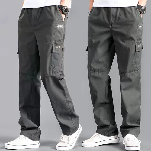 Jeep, осенние дорожные спортивные хлопковые штаны, свободный прямой крой