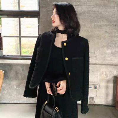 黑色小香风短款外套女秋冬高级感洋气修身小西装小个子粗花呢上衣