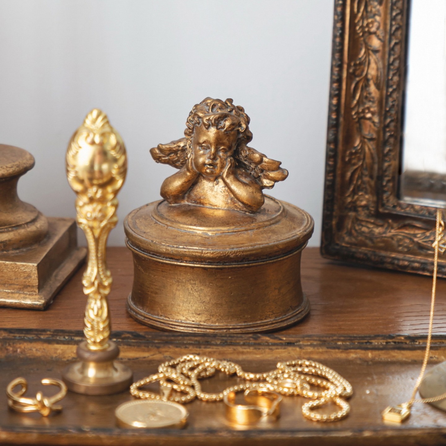 retro首饰盒精致高档金色可爱天使中古轻奢戒指盒复古欧式收纳盒,家居饰品,饰品盒,淘宝优惠券,粉丝福利购,淘宝优惠卷