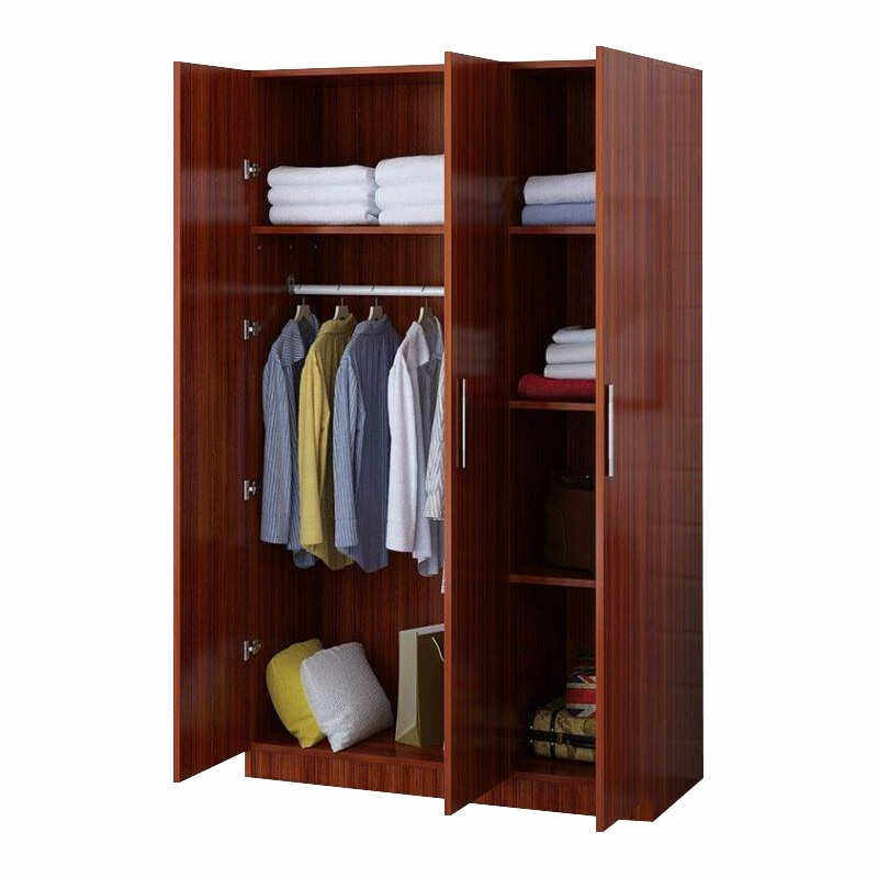 举冠木质三门更衣柜简易衣柜木质更衣柜1200*500*1800柚木色