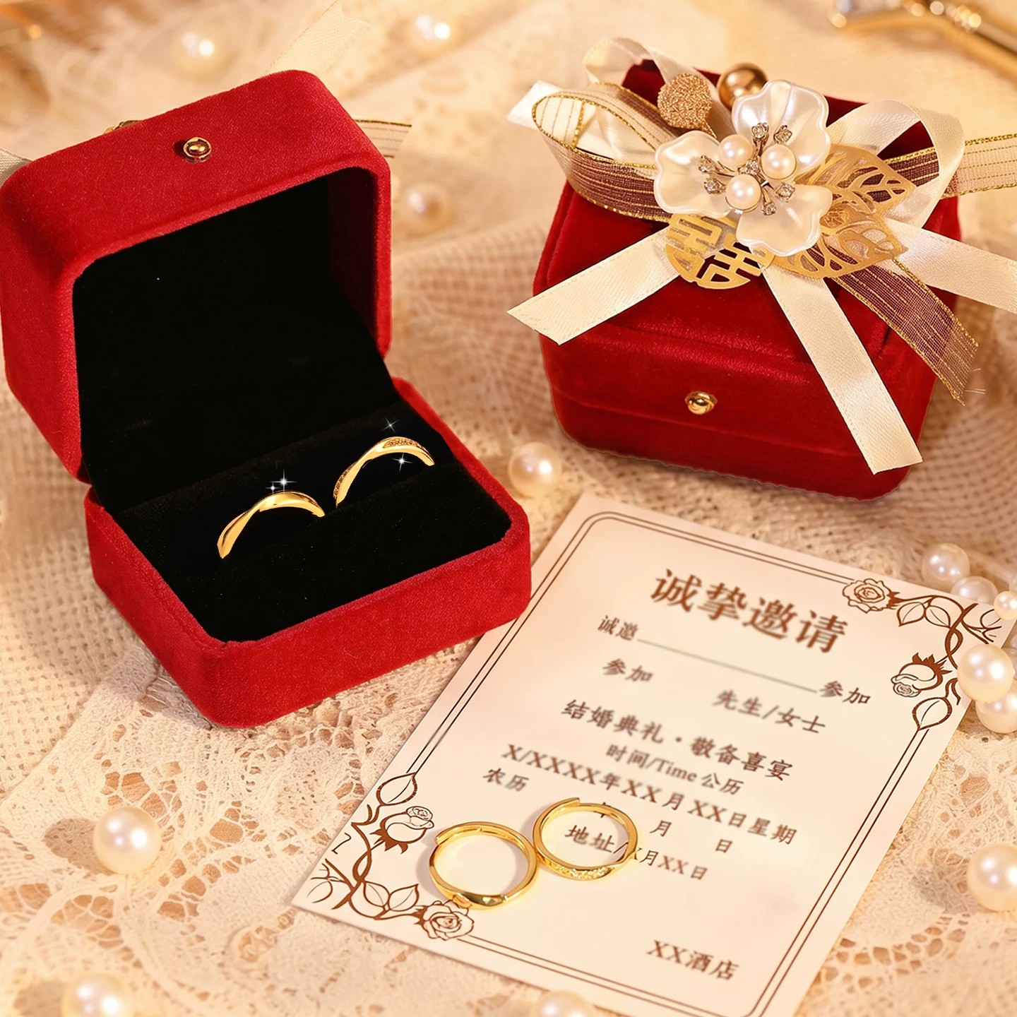 结婚戒指一对仿真莫桑假黄金钻戒图片