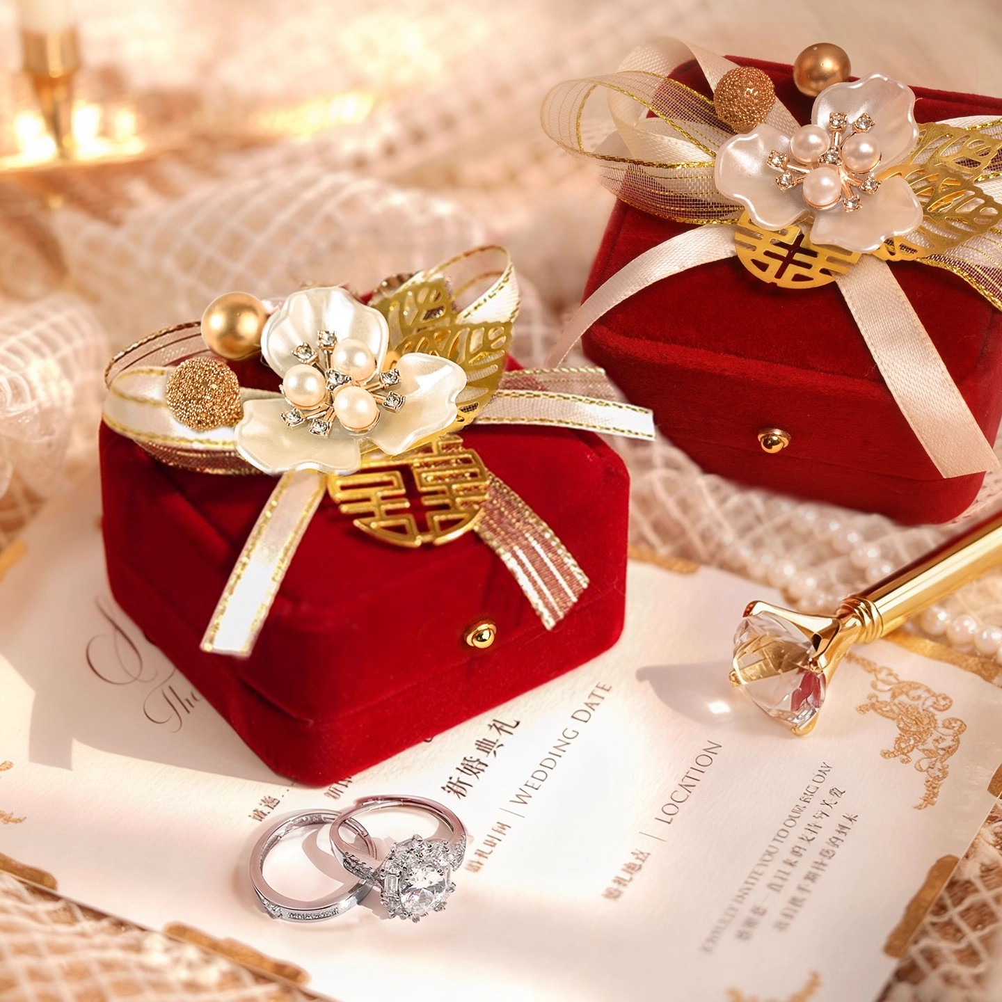 婚礼仪式戒指盒求婚一对喜嫁系列