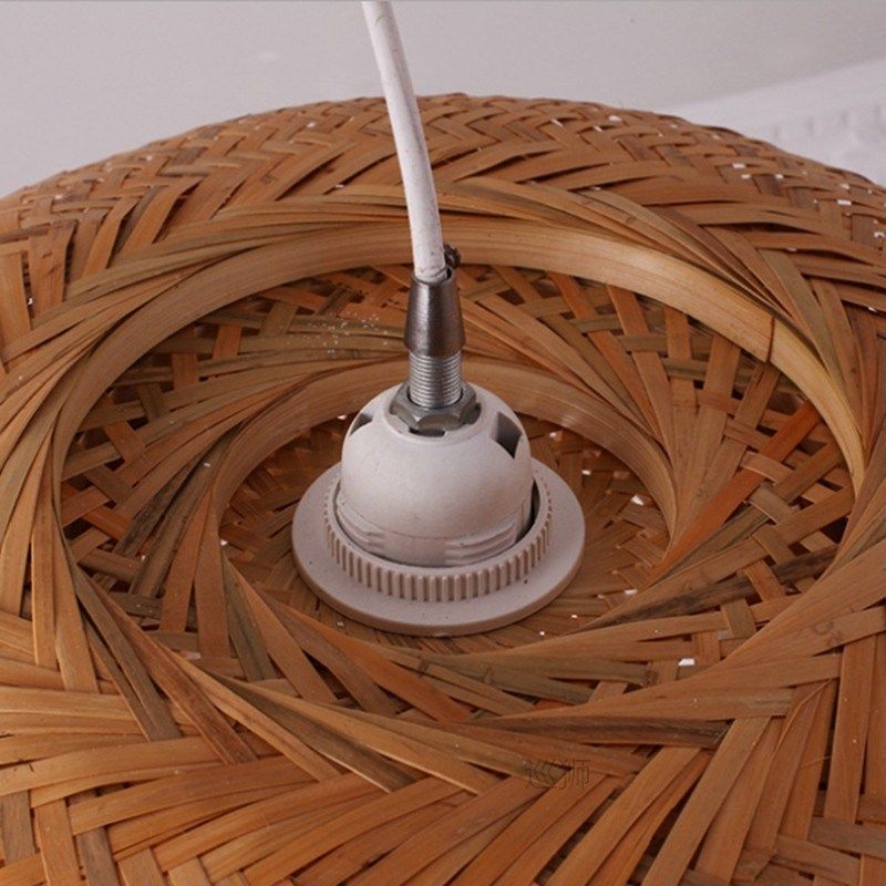 bamboo weaving chandelier modern hand knitted droplight for