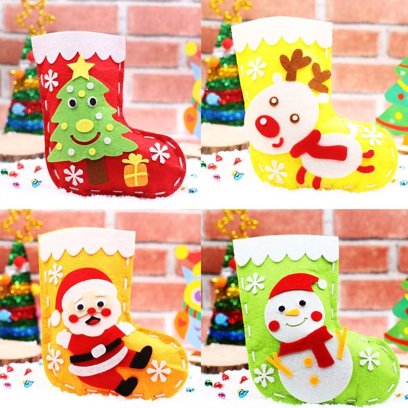 christmas stocking diy kit handmade cartoon sock gift holder
