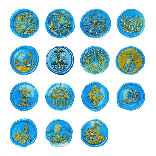 sealing wax stamp head antique brass lighthouse pattern toke