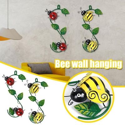 3D Metal Bumble Bee Ladybug Wall Hanging Decorative Sculptur