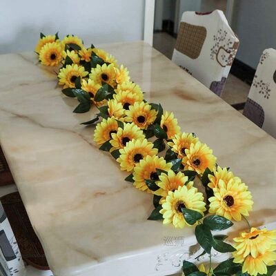 2Pcs Sunflower Garland Artificial Flowers Vine Fake Silk Sun