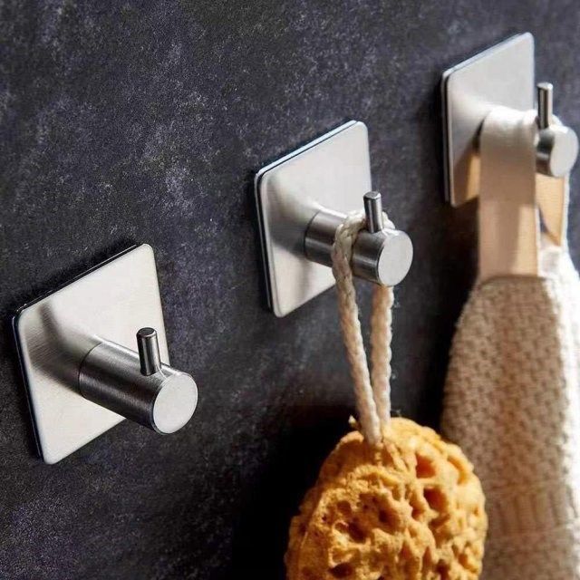 wall hooks steel sticker adhesive clothes coat hat bathroom
