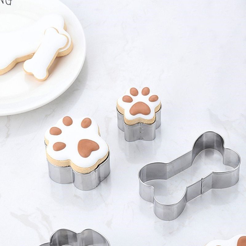 stainless steel pet dog bone paw cookie cutter mold diy fond