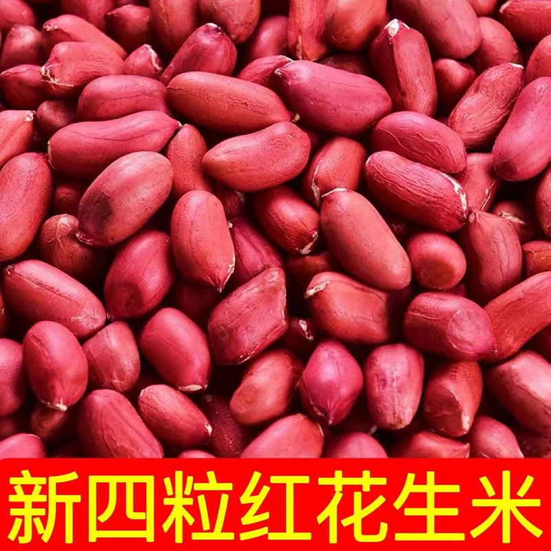 新货5斤红皮花生米生新鲜现剥无壳粒红花生仁四粒红衣花生米批发