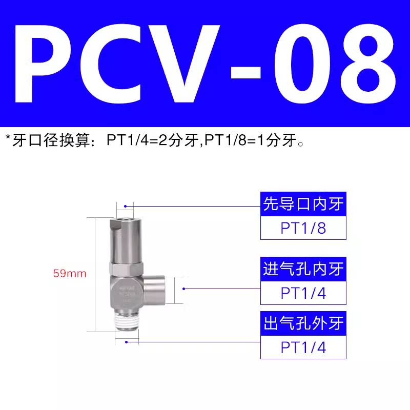 新款亚德客气动诱导止回阀PCV06 PCV08 PCV10 PCV15F单向阀保压止