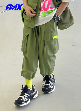 edo1一度旗下FMXoutlets山系露营风阔腿裤男童户外工装裤多口袋