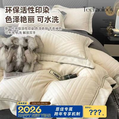 2025新款小清新牛奶绒四件套