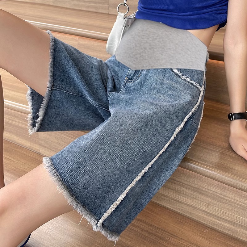 孕妇短裤夏季f外穿薄款夏天孕早期牛仔裤大码夏装五分阔腿裤子夏