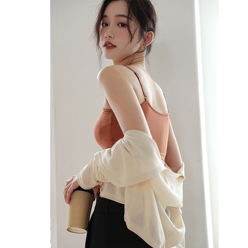 吊带背心女夏季薄内搭带胸垫内衣短款设计感小众外穿白色抹胸上衣