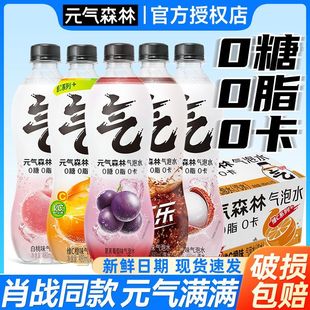 元 15瓶整箱0糖0脂0卡白桃葡萄味无糖饮料 气森林苏打气泡水480ml