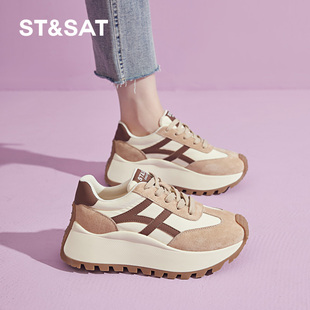 星期六官方正品女鞋新款5.5CM厚底增高复古百搭阿甘老爹鞋子