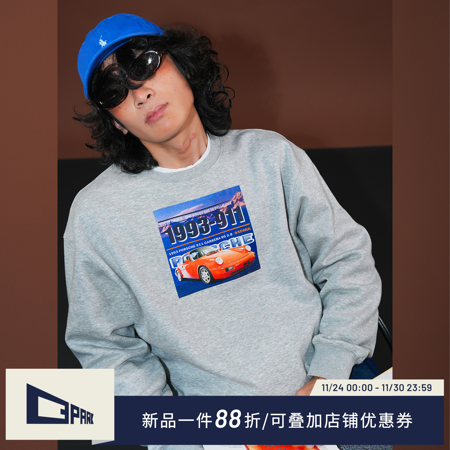 O3PARK新款911印花T恤