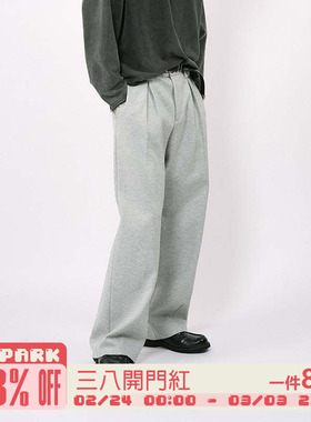 O3PARK免烫垂感原创设计纯色宽松休闲百搭直筒裤针织散口复古西裤