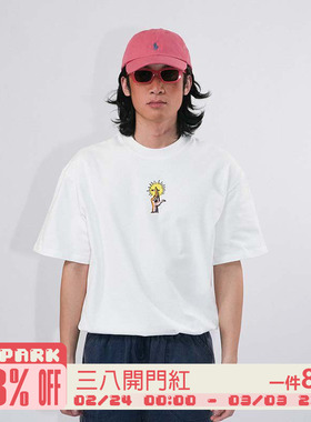 O3PARK夏季新款索洛纳速干凉感短袖宽松百搭彩虹十字手指印花T恤