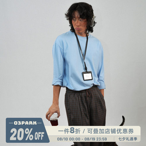 o3park休闲纯色长袖T恤
