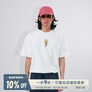 O3PARK夏季新款索洛纳速干凉感短袖宽松百搭彩虹十字手指印花T恤